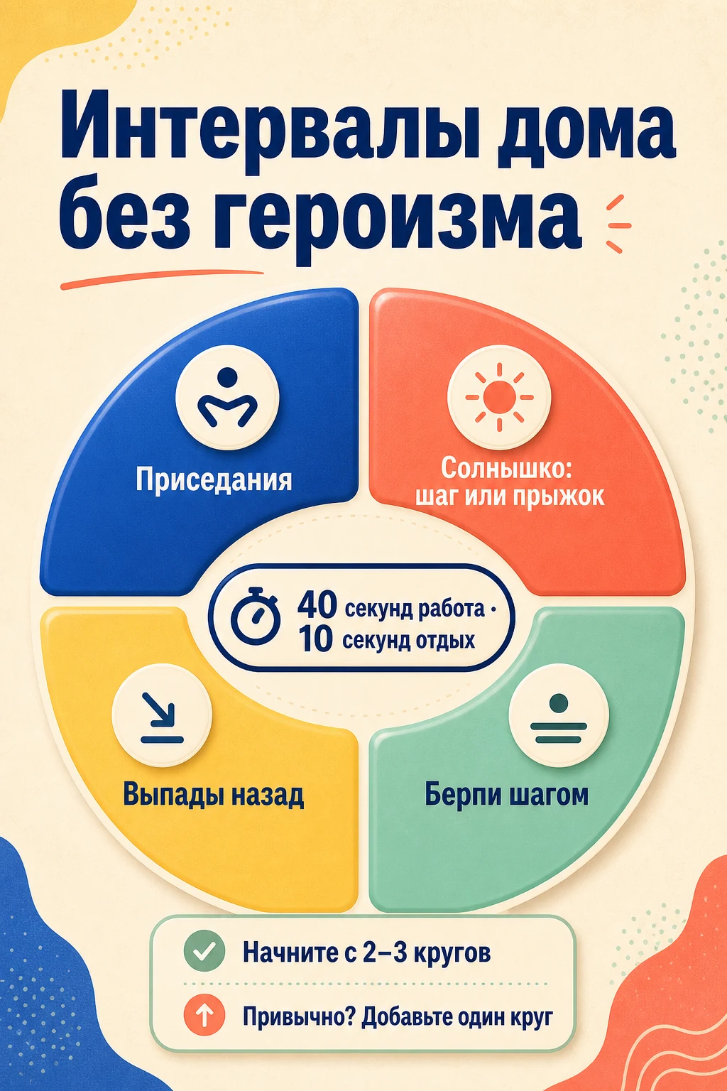 Домашняя интервальная тренировка без гонки за изнеможением